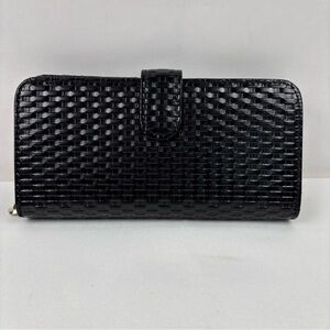 Vintage Monko Japanese woven leather wallet multiple interior 17 card slots